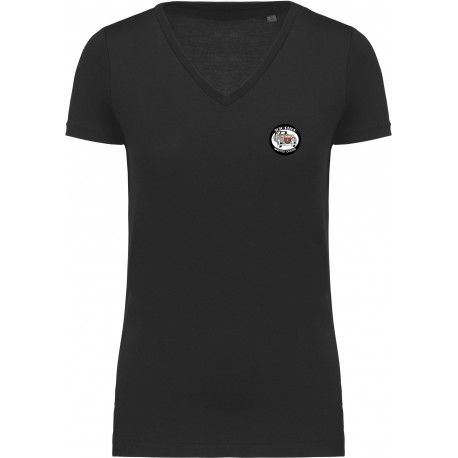 Tee shirt col V Femme Auto-rétro